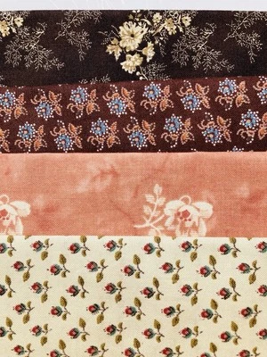 Lot of 4 Fat Quarters Cotton Fabric Browns Rose Calicos Windham P&B Lot #8A - Image 1 of 4