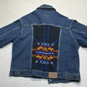 Pendleton Denim Trucker Jacket XL Western Wear Southwestern Aztec Wool Back VTG - Picture 1 of 23