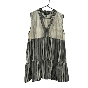 Shannon Passero cotton striped sleeveless tunic dress boho artisan XL - Picture 1 of 6