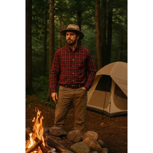 Pendleton Mens L Wool Shirt Red Tartan Plaid Vintage Made In USA Heritagecore - Picture 1 of 12