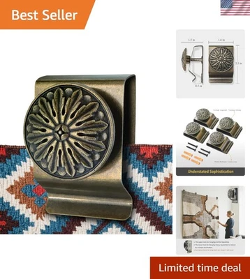 Abrazaderas para colgar en pared clips de tapiz 4 piezas perchas decorativas de montaje en pared de metal Foto 1 de 4