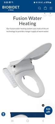 Белое удлиненное медленно закрывающееся сиденье для биде с подогревом Bio Bidet LW-1000 - Изображение 1 из 4