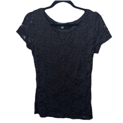 Top floral de encaje negro para mujer Banana Republic talla S Fairygrunge Whimsigoth Foto 1 de 4