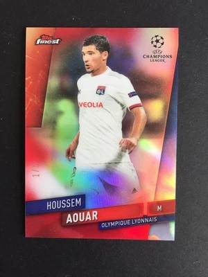 2019-20 Topps Finest Houssem Aouar Rookie RC Red 1/5 = 1/1 Olympique Lyonnais - Image 1 of 3