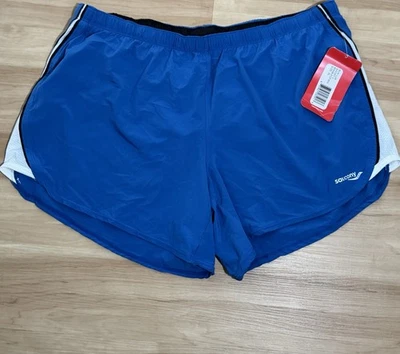 Pantalones Cortos de Correr Saucony Run Lux Para Mujer Azul Blanco Borde Talla XL NUEVOS CON ETIQUETAS Foto 1 de 4