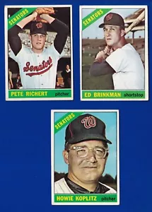 LOTE DE 3 SENADORES 1966 TOPPS #46 251 95 HOWIE KOPLITZ ED BRINKMAN PETE RICHERT EN MUY BUENA CONDICIÓN - Imagen 1 de 2