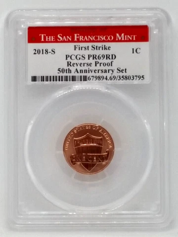 2018-S Lincoln Shield Cent 1c Penny 50th Anniversary - PCGS PR69RD Reverse Proof Cover