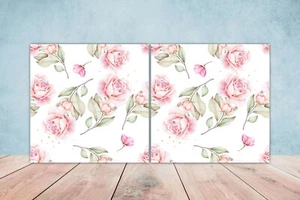 Juego de 2 azulejos de pared con estampado floral decoración de pared con flores rosa - Imagen 1 de 2