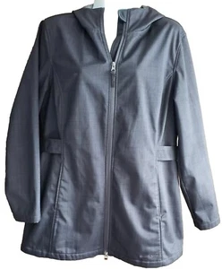 Free Tech Jacket Womens L/G 12-14 Gray Print Full Zip Hooded Soft Shell Pockets - Picture 1 of 17