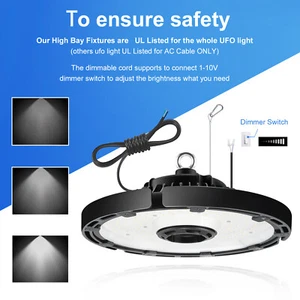 UL ULc DLC 150W 200W 240W LED UFO High Bay Ceiling Light Garage Shop Lamp 5000K - Picture 1 of 15