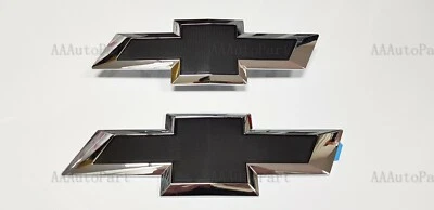 Chrome Black Front & Tailgate Bowtie Emblem For Silverado 1500 2500 HD/3500 HD - Image 1 of 4