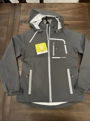 CHAQUETA OOBE IMPERMEABLE Capucha Fina-Mujer Talla S Gris Cremallera Completa NUEVO CON etiquetas Precio de venta sugerido por el fabricante $180 Foto 1 de 4