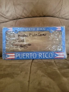 PUERTO RICO FLAG BLUE Plastic License Plate Frame Tag Border - Picture 1 of 1