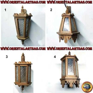  Wandleuchte im Stil "Japan" aus Teakholz und Arabeskenglas (Gruppe 1 - Bild 1 von 29