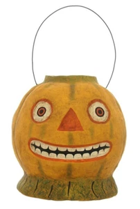 Cody Foster Halloween Pappmaché Spuk Garten Kürbis Eimer - 10,5" hoch - Bild 1 von 3