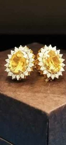 Pave 2,69 Cts Runde Brilliant Cut Diamanten Saphir Ohrstecker In 585 14K Gold - Bild 1 von 12