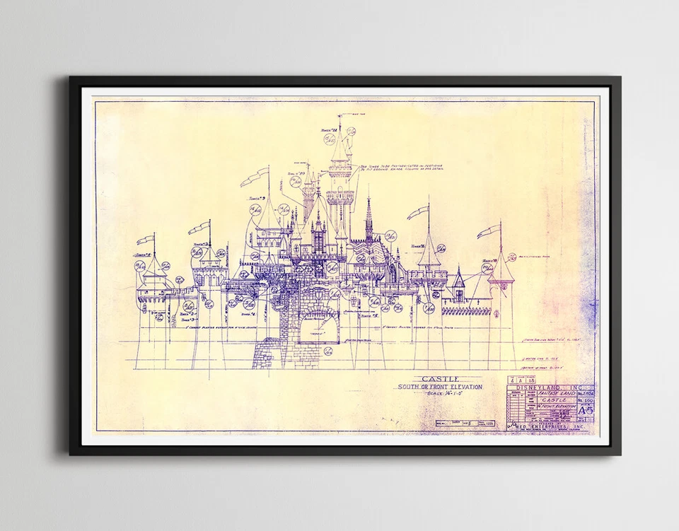 1955 Проект замка Диснейленд плакат! (до 24 x 36) - винтажный - искусство - Изображение 1 из 4