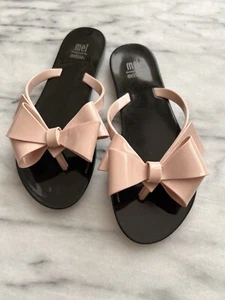 mel by melissa Girls Slides Size 34/35 3 pink bow slip ons Dust bag Included EUC - Picture 1 of 5