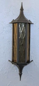 Vintage Thomas Industries 28" Outside Mid Century Gothic Amber Light Cast Glass - Picture 1 of 24