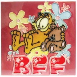 Garfield the Cat Holding Pooky BFF 8" x 8" Ceramic Tile #15964, NEW UNUSED - Picture 1 of 1