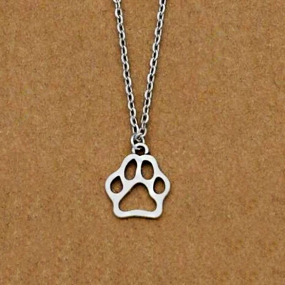 Collana con ciondolo ZAMPA Argento Cane Gatto impronta catena Acciaio Uomo Donna - Immagine 1 di 4