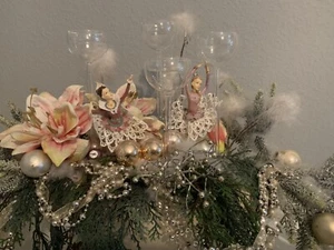 Landhaus & Shabby Chic Stil Adventskranz / Adventsgesteck mit Kerzenhalter. - Bild 1 von 3