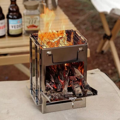 Wood Burning Camp Stove Camping Folding Mini Rocket Portable Backpacking BBQ US