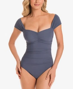 NUEVO Original $162 Traje Milagro Traje Mágico Traje de Baño 8 Gris Natalie Adelgazamiento 1 Pieza - Imagen 1 de 9
