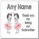 Baby Twin Girls Godmother Thank You Personalised Coaster
