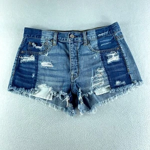 American Eagle Damen Shorts blau Jeans Größe 6 (30) abgeschnitten hoher Bund Knopfleiste - Bild 1 von 11