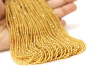 AAA Yellow Tourmaline Rondelle Micro Diamond Faceted 2mm-3 mm beads, AAA Quality - Picture 1 of 8