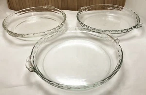 Menge 3 Pyrex Glas Kuchen Platten Schalen Klar 9,5" 229 Dessert Urlaub Backen - Bild 1 von 3