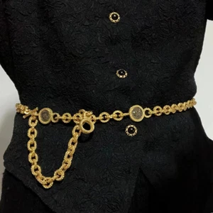 Mittelalter Gürtel Struktur schlicht Gold Halskette mehrlagig Taillenkette verstellbar - Bild 1 von 9
