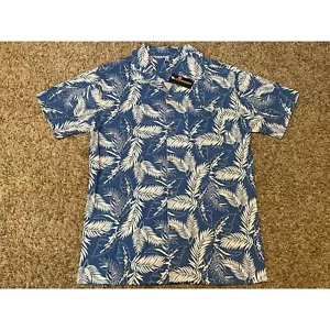 Coofandy Men's Short Sleeve Button Down Shirt Blue Tropical Print Size S NWT - Picture 1 of 9