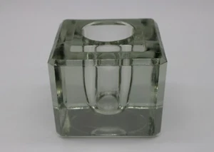 Vintage Glass Inkwell Candleholder - Ink Pot Insert - 2.5" H x 3" Square Base - Picture 1 of 5