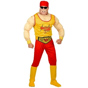 Déguisement Hulk Hogan tenue jaune-rouge tenue lutteur costume homme costume de lutte - Photo 1/8