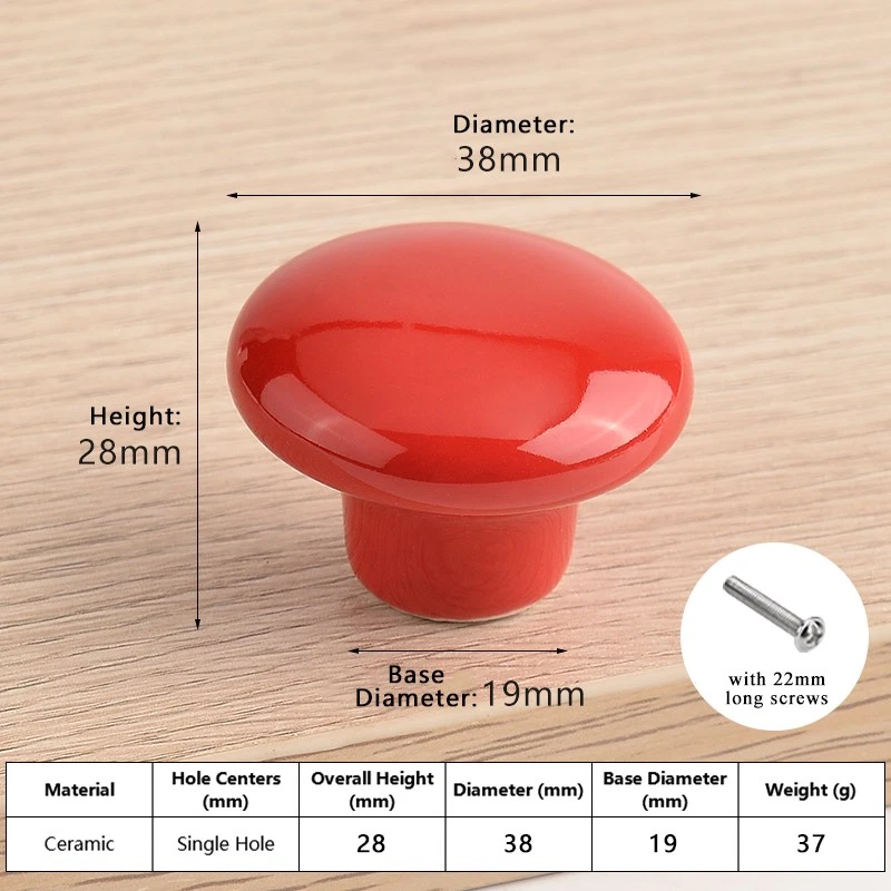 Round Ceramic Door Knobs Cabinet Drawer Pull Handle Wardrobe Cupboard 7 Colours - Image 1 of 4
