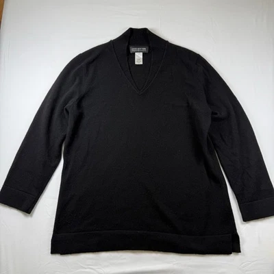 Suéter Mujer Colección JONES NEW YORK Grande Negro Cuello en V 100% Cachemira Foto 1 de 4