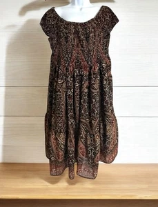 A Beautiful Soul Brown Maxi Dress Boho Paisley Long Short Sleeve Size 12 Large - Bild 1 von 10