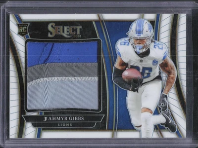 2023 Panini Select Jahmyr Gibbs Rookie Jumbo Patch White Prizm /75 Lions - Image 1 of 2