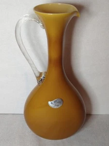 Rossini Empoli Ewer Vase Pitcher Italy BUTTERSCOTCH CARAMEL BROWN Mcm - Picture 1 of 10