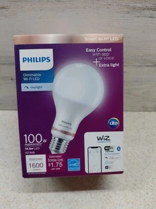 Philips Dimmable WiFi LED Daylight 100w Replacement 14.5w A21 Bulb 1600 Lumens - Picture 1 of 6
