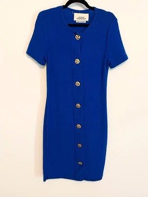 Vestido suéter azul Steve Factoryant década de 1980 com botões dourados - Imagem 1 de 4