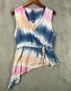 VERSONA Damen XL Boho Batik Top asymmetrisch Shirt Bluse ärmellos V-Ausschnitt - Bild 1 von 11