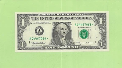1999* ..UNCIRC $1  A 0446 7068 *  .... 1999 $1  A-*       STAR NOTE      FRN - Image 1 of 2