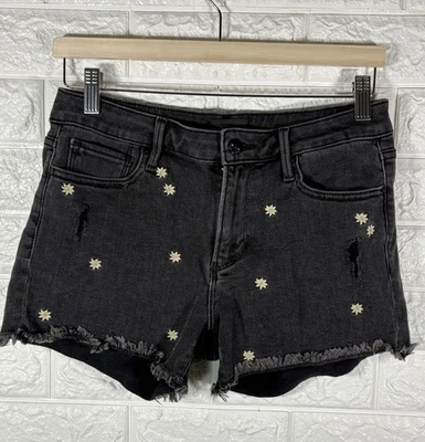 Pantalones Cortos de Jean Driftwood Mujer Talla 27 L 3 1/2 Connie Negro Denim Floral Foto 1 de 4