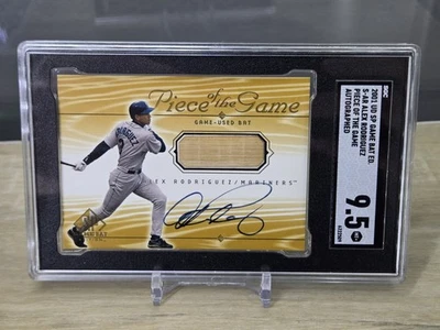 🔥 2001 UD Piece Of The Game Auto Bat Alex Rodriguez SGC 9.5 Game Used - Image 1 of 3