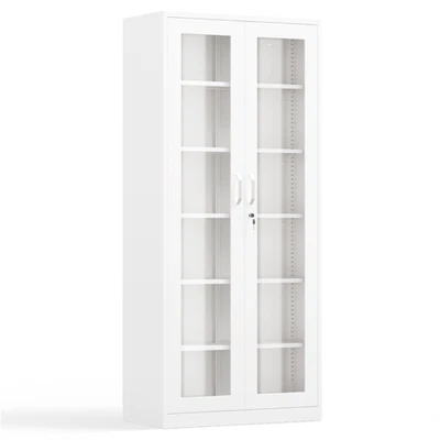 Vitrina Cerrable 71" de Alto con Puertas de Cristal y 5 Estantes Ajustables Blanca Foto 1 de 4