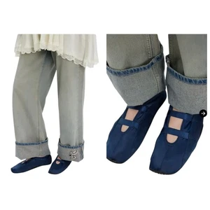 Free People Sofie sportliche Ballerinas marineblau Wildleder eckige Zehenpartie Kombination 9-9,5 gebraucht, in einwandfreiem Zustand  - Bild 1 von 12