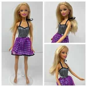 Barbie Mattel Fashionistas Plattfüße blonde Haare 2005 kariertes Kleid - Bild 1 von 15